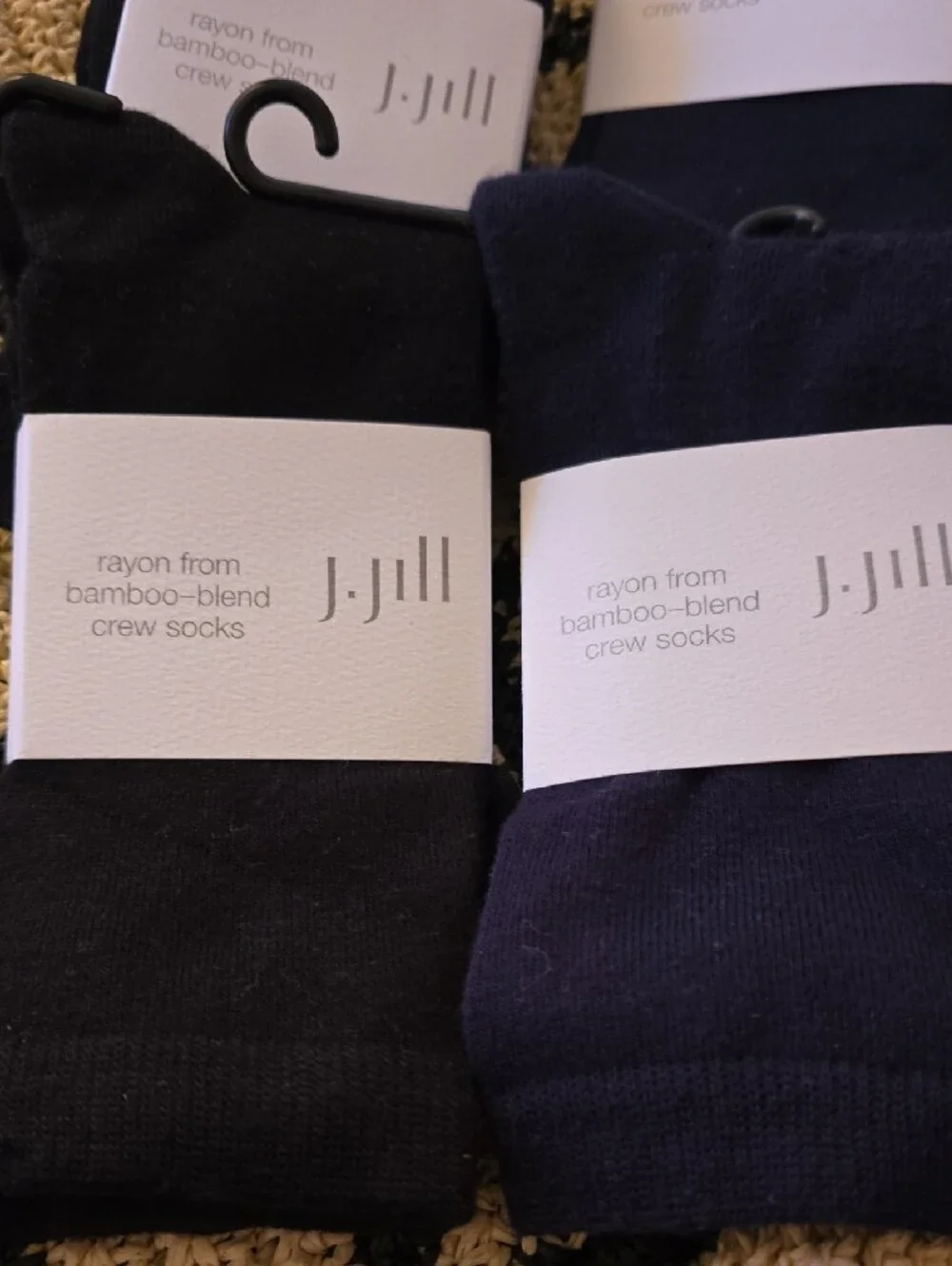 J. Jill Rayon From Bamboo-Blend Crew Socks — Black & Navy (Pack 5)